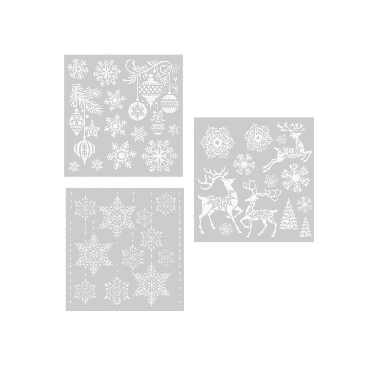 Julestickers med glitter 3 design julekuler og reinsdyr 31,5 x 30,4 cm - Lindas Dekor Wallstickers