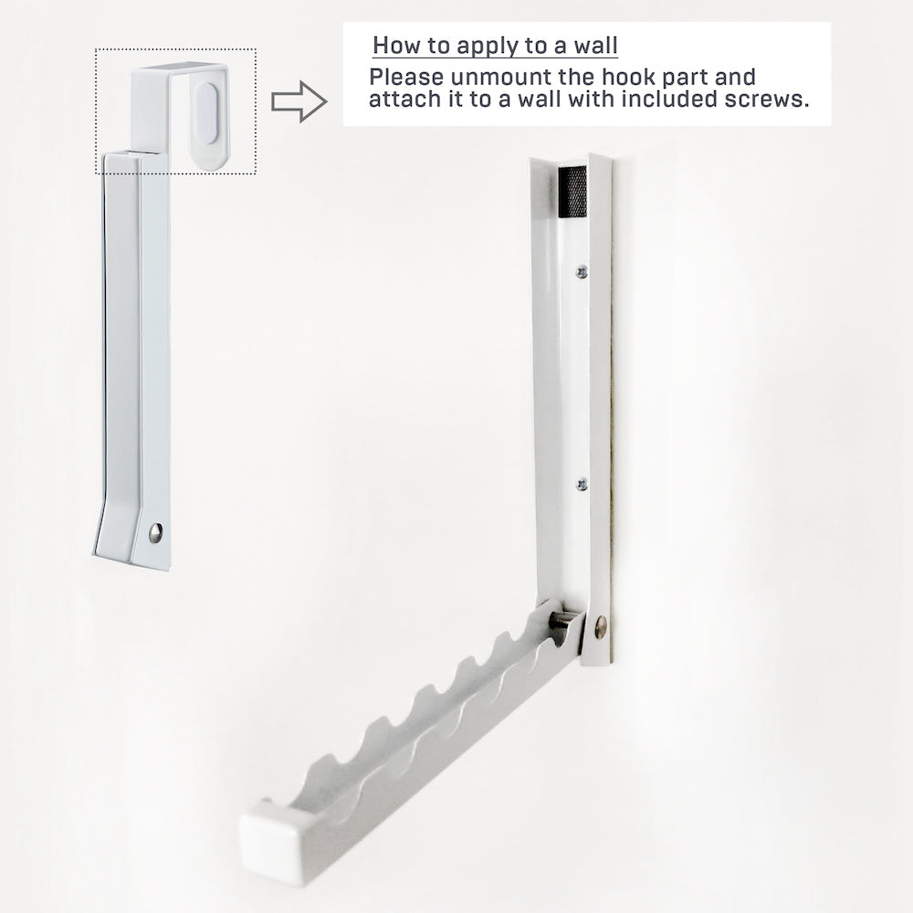 Kan monteres på vegg med skruer for ekstra stabilitet.