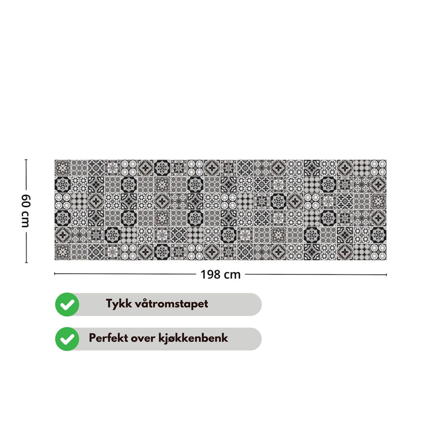 Mosaic Black & White selvklebende backsplash