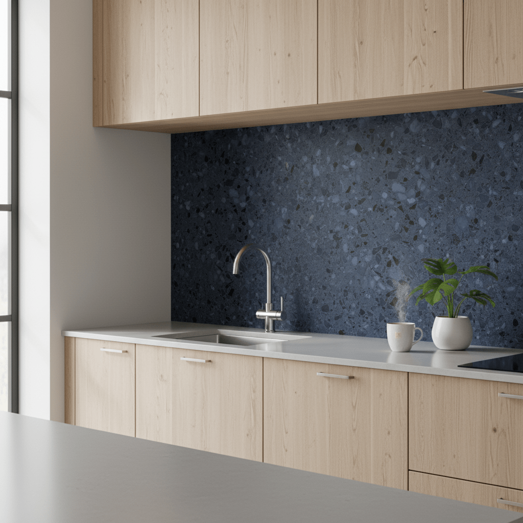 8 - pk Lisboa terrazzo blå selvklebende fliser - Lindas Dekor
