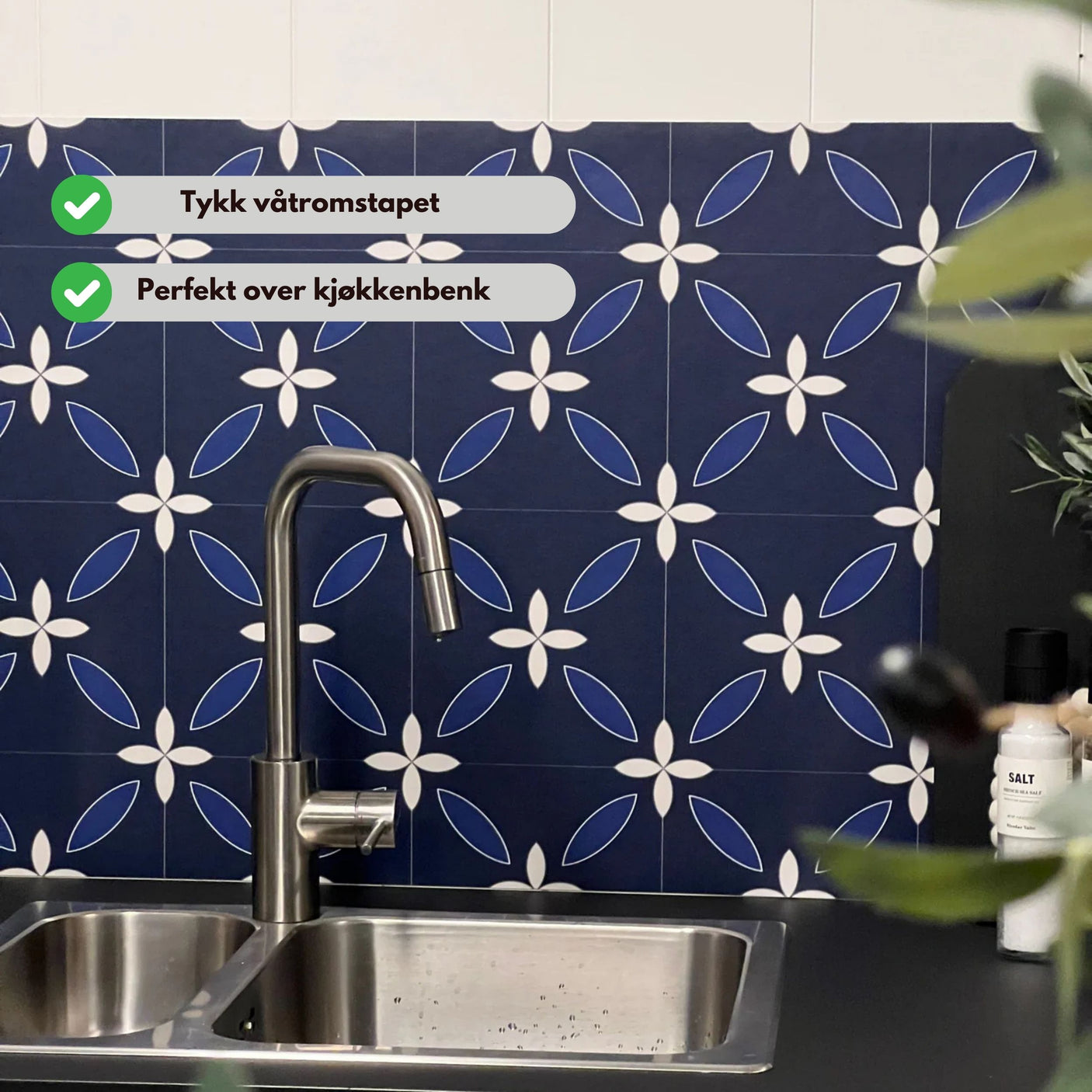 Classic Navy selvklebende backsplash
