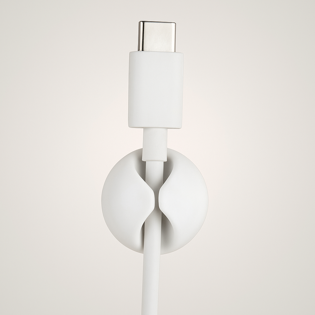 Selvklebende vegghengt kabelholder, perfekt for å få orden i kabler.