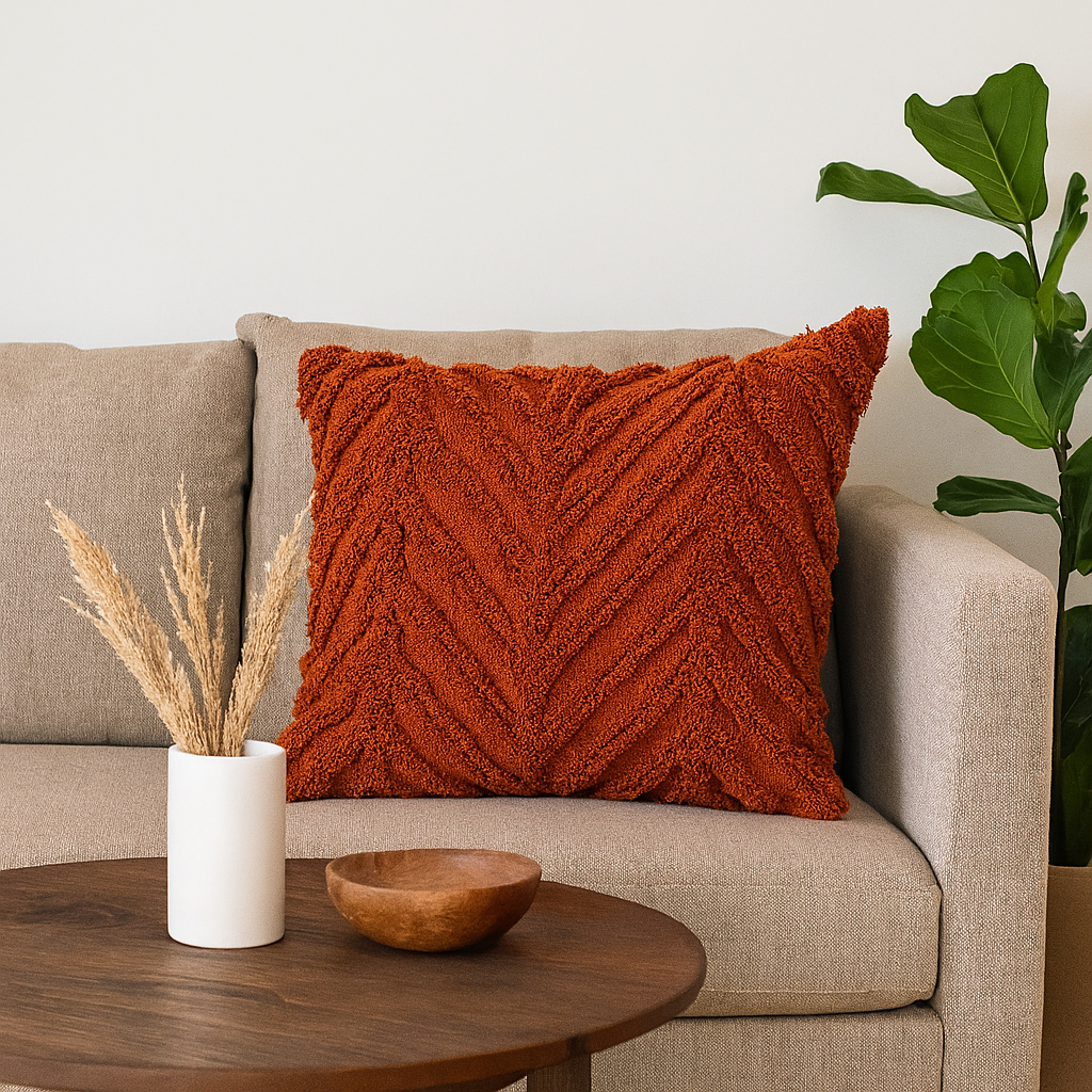 Putetrekk bomull fiskebein rust 45 x 45 cm