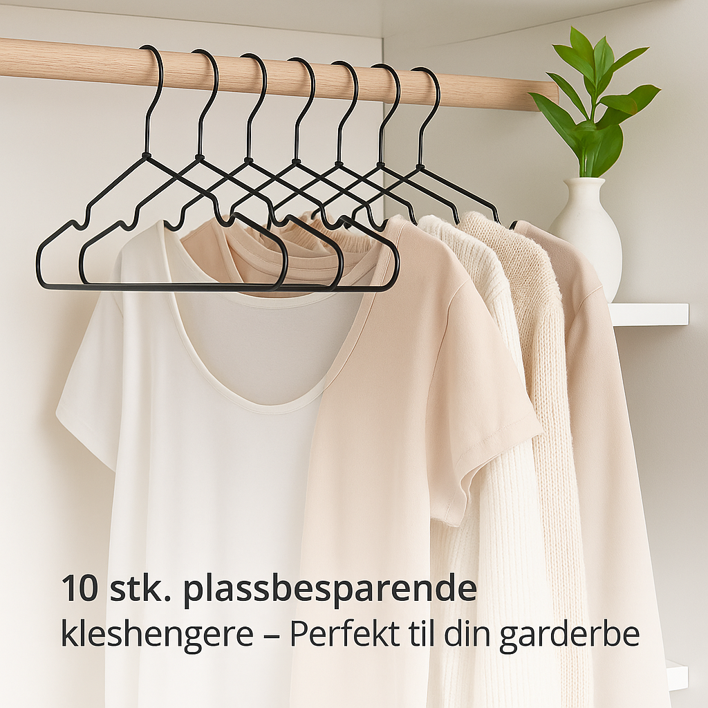 House Nordic Massa kleshenger, sort sett 10 stk