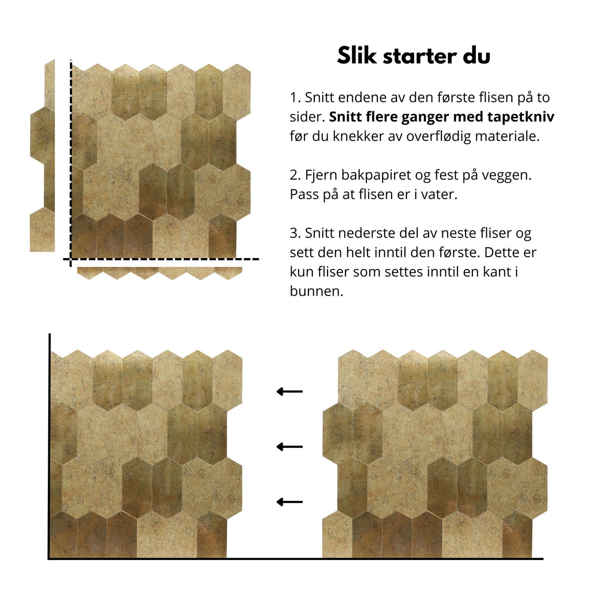 Vareprøve: Aria selvklebende veggfliser