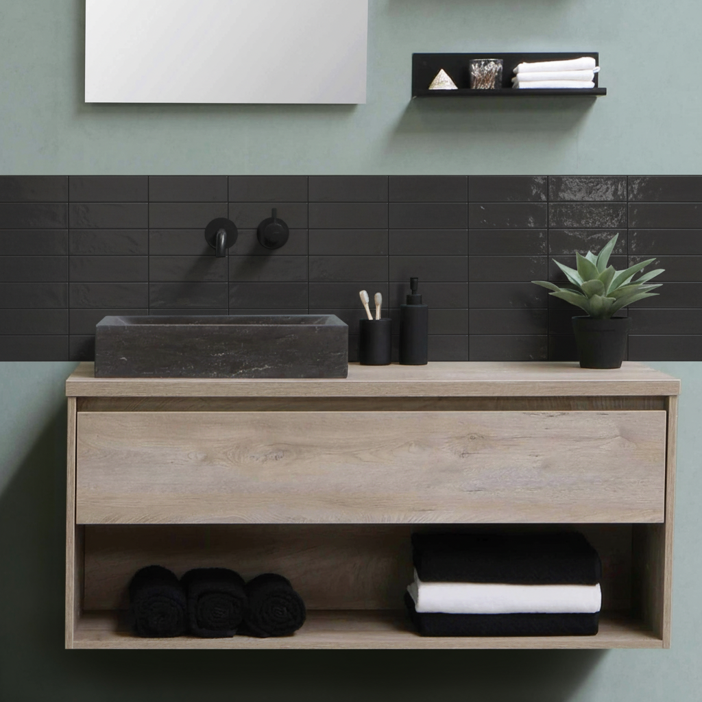 Adelina antrasitt silkematt selvklebende veggfliser