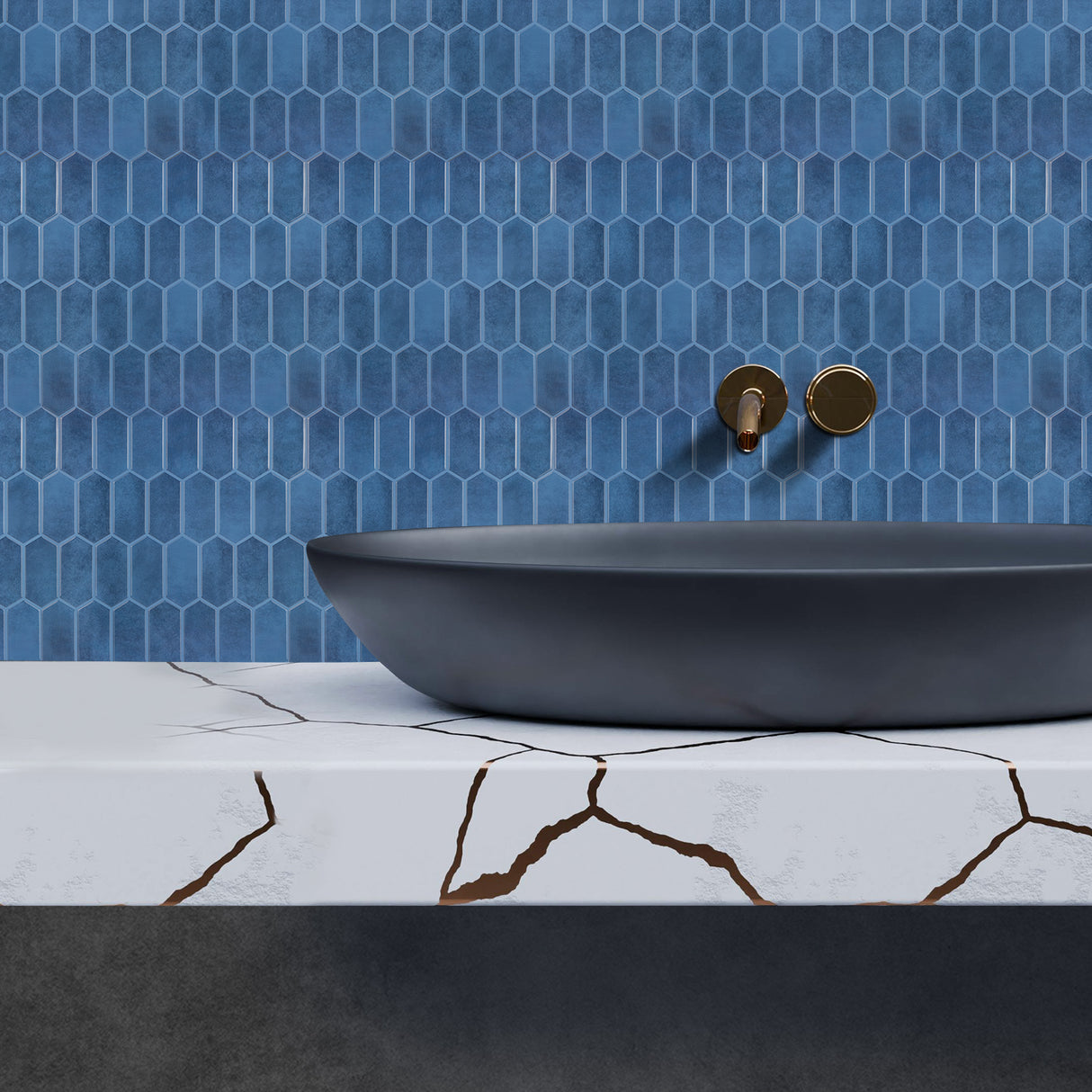 Vareprøve: Alexandra blå selvklebende veggfliser