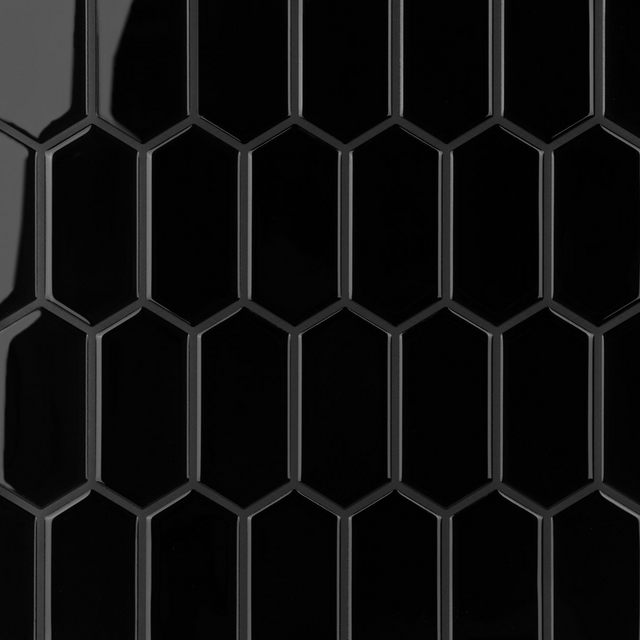 Selvklebende svarte veggfliser i blank hexagon-design – moderne og stilrene fliser til kjøkken og bad