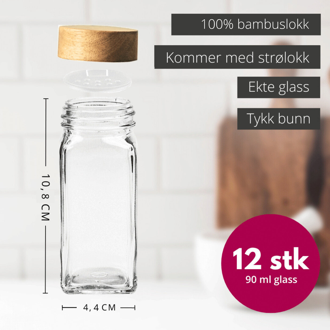 12-pk Krydderglass, firkantet