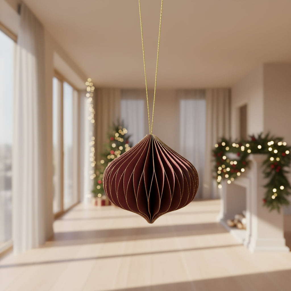 Julekule lilla løkform papir 8 cm