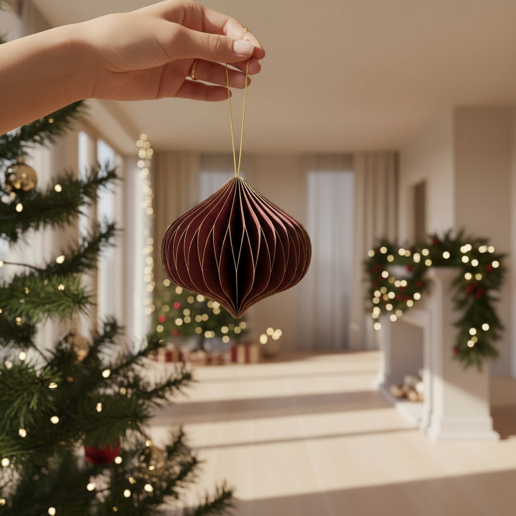 Julekule lilla løkform papir 8 cm