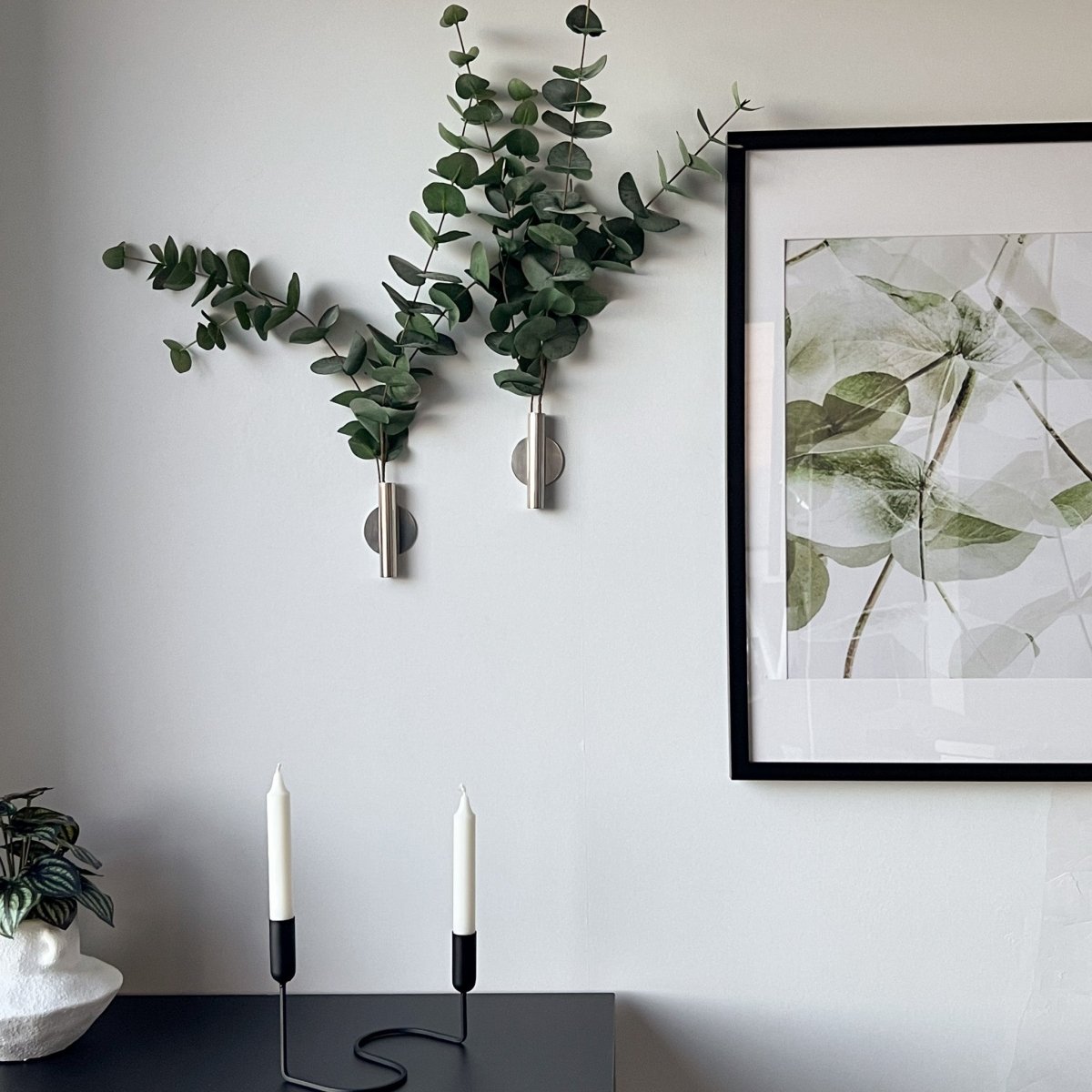 Eucalyptus & Manhattan veggvase, sølv - Lindas Dekor