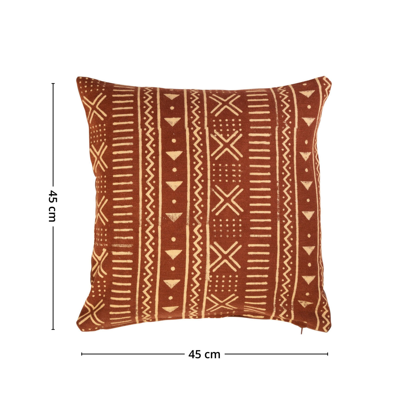 Rustfarget putetrekk med dekorativt inka-print, vevd i høy kvalitet jaquard-stoff.