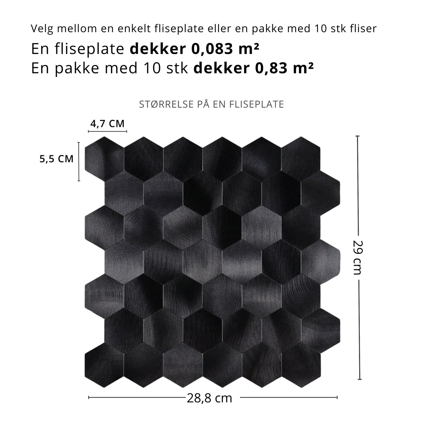 Midnatt hexagon selvklebende veggfliser