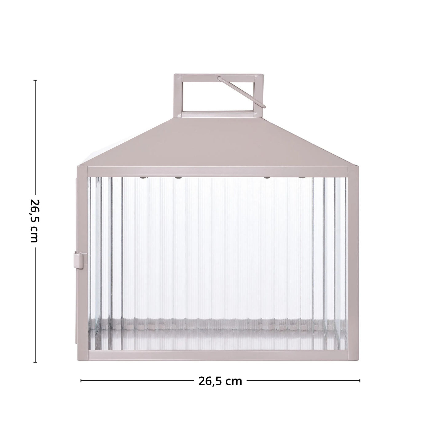 Dekorativ lanterne fra House Nordic med rillede glassvegger og dempet belysning.