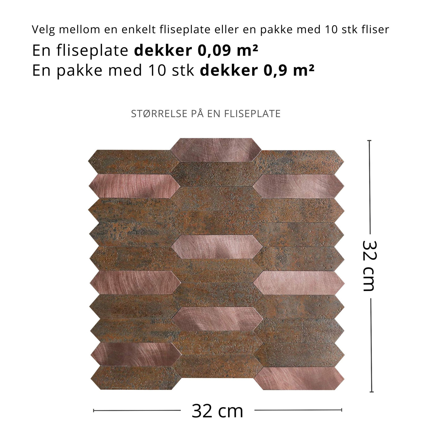 Rosie lang hexagon selvklebende veggfliser