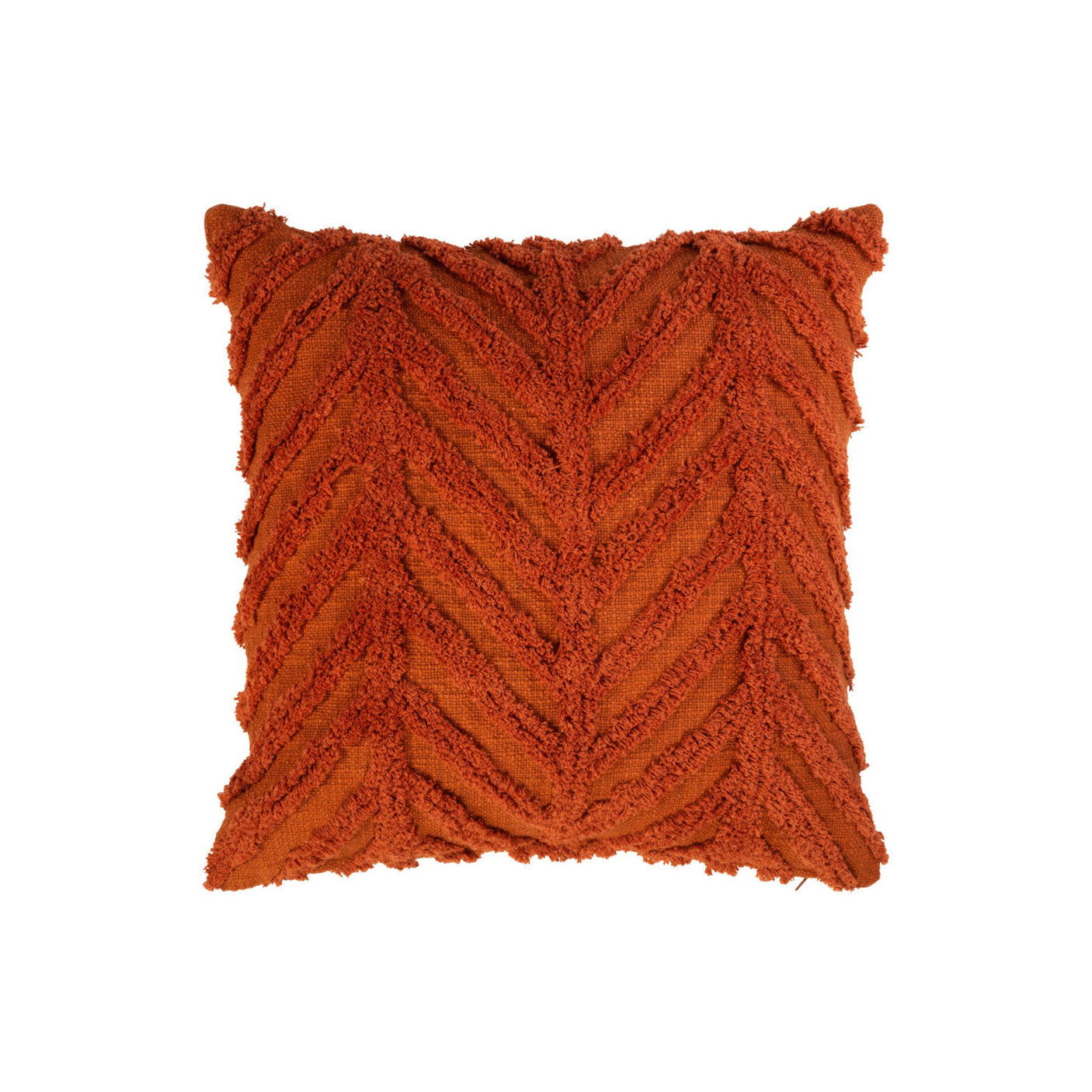 Putetrekk i bomull med fiskebeinsmønster i varm rustfarge – perfekt for høstlig interiør.