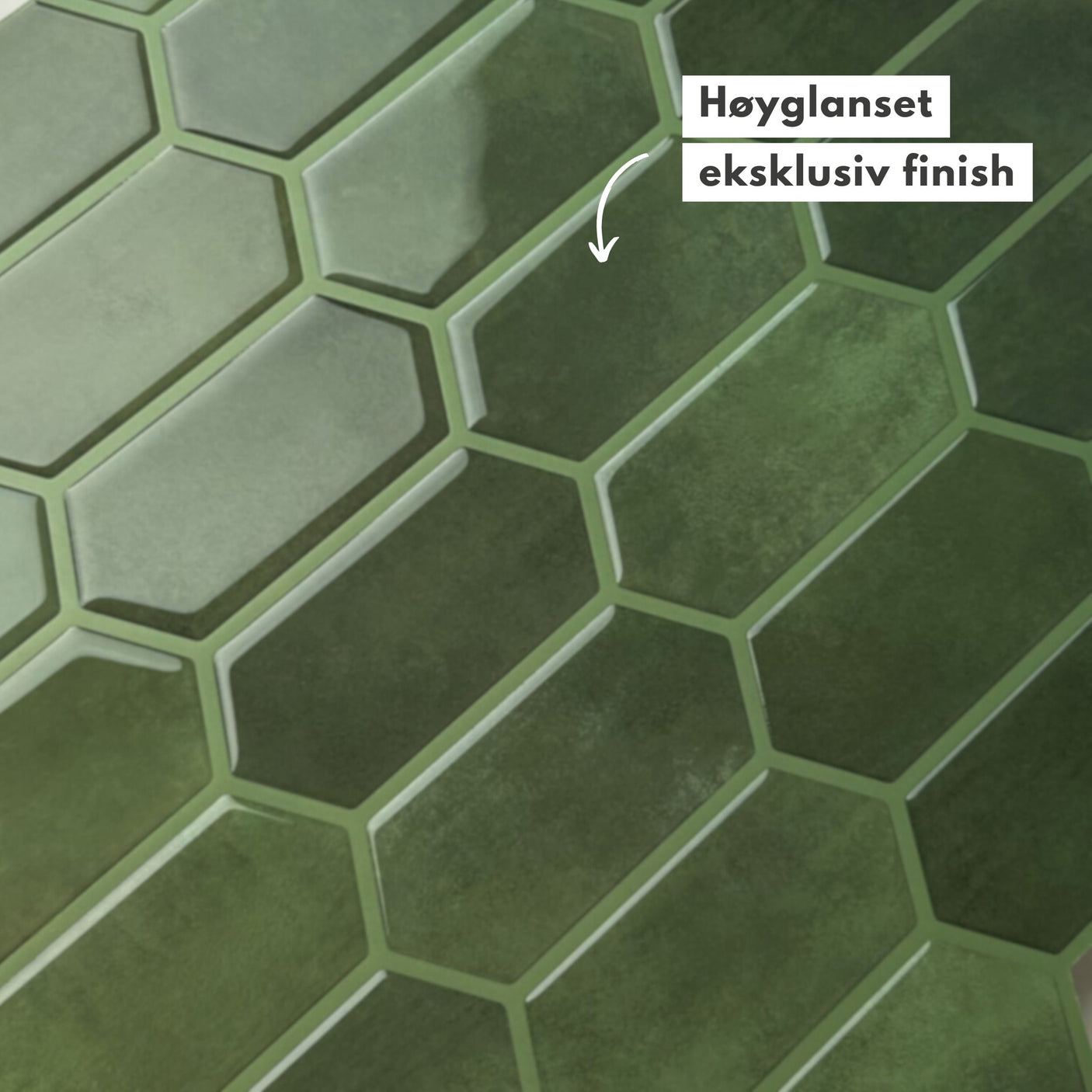 10-pk Alexandra grønn selvklebende veggfliser