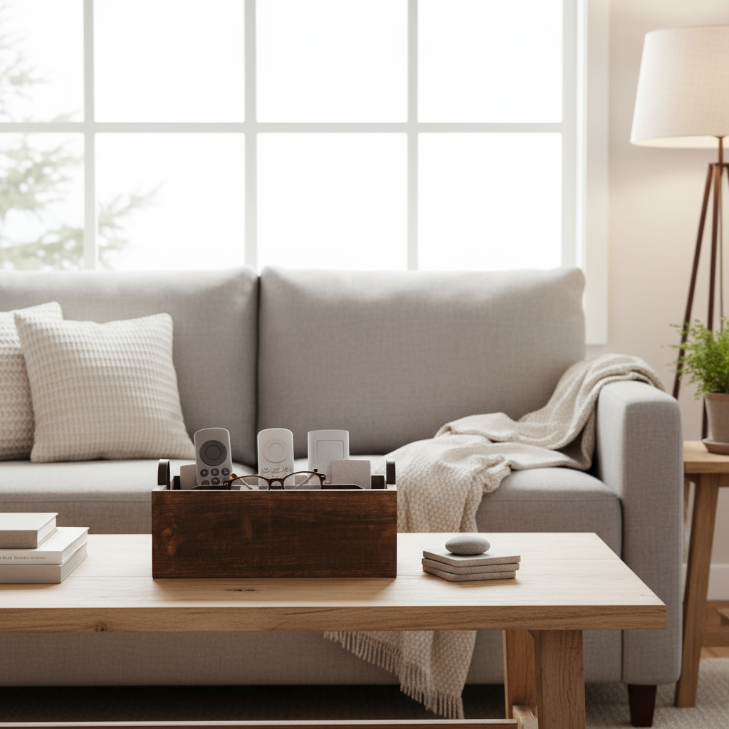 Rustikk oppbevaringsboks tre mørk brun