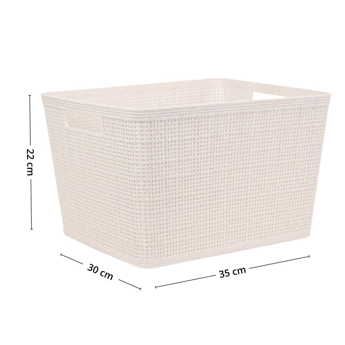 Oppbevaringskurv sandfarget 35 x 30 x 22 cm - Lindas Dekor