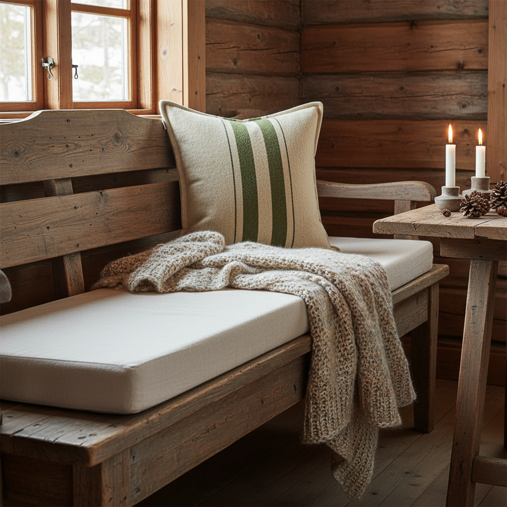 Halvor Bakke pute Vivero i grønne og beige nyanser