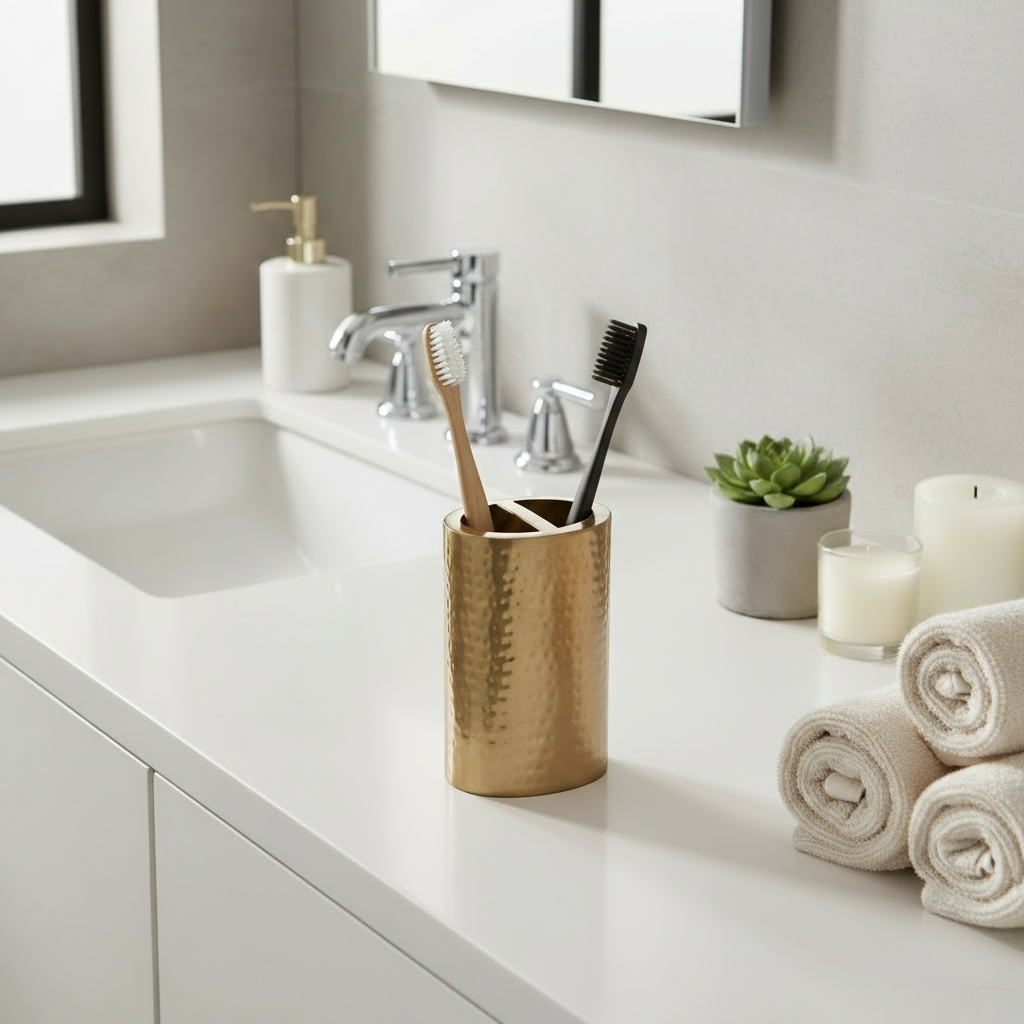 Lutz tannbørsteholder med blank overflate fra Halvor Bakke