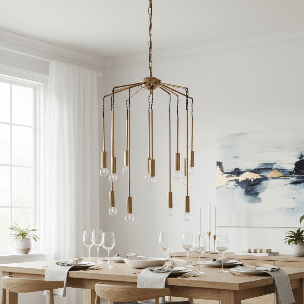 Pendellampe 12 armer metall gull 66 x 84 cm - Lindas Dekor