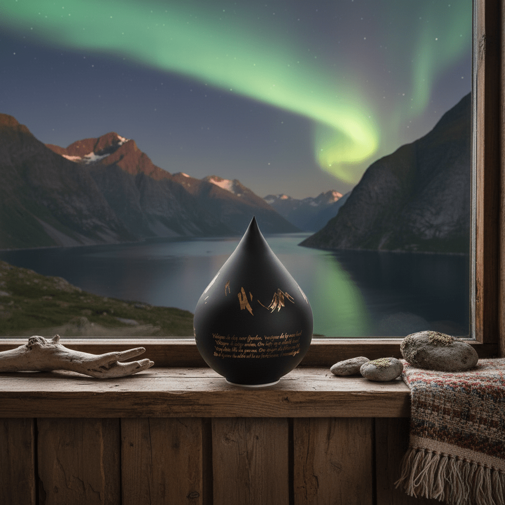 Lyslykt LED Nord norsk sort dråpe 20 cm - Lindas Dekor Lyslykt