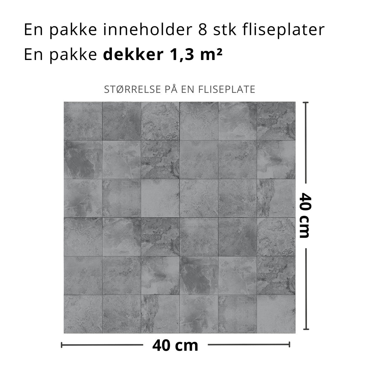 8 - pk Bodø grå selvklebende fliser - Lindas Dekor