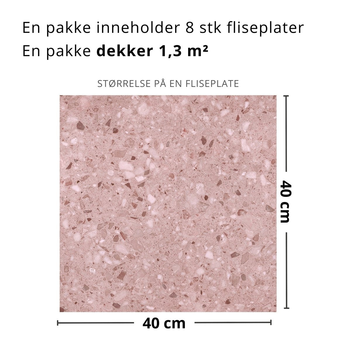 8 - pk Lisboa Terrazzo rose selvklebende fliser - Lindas Dekor