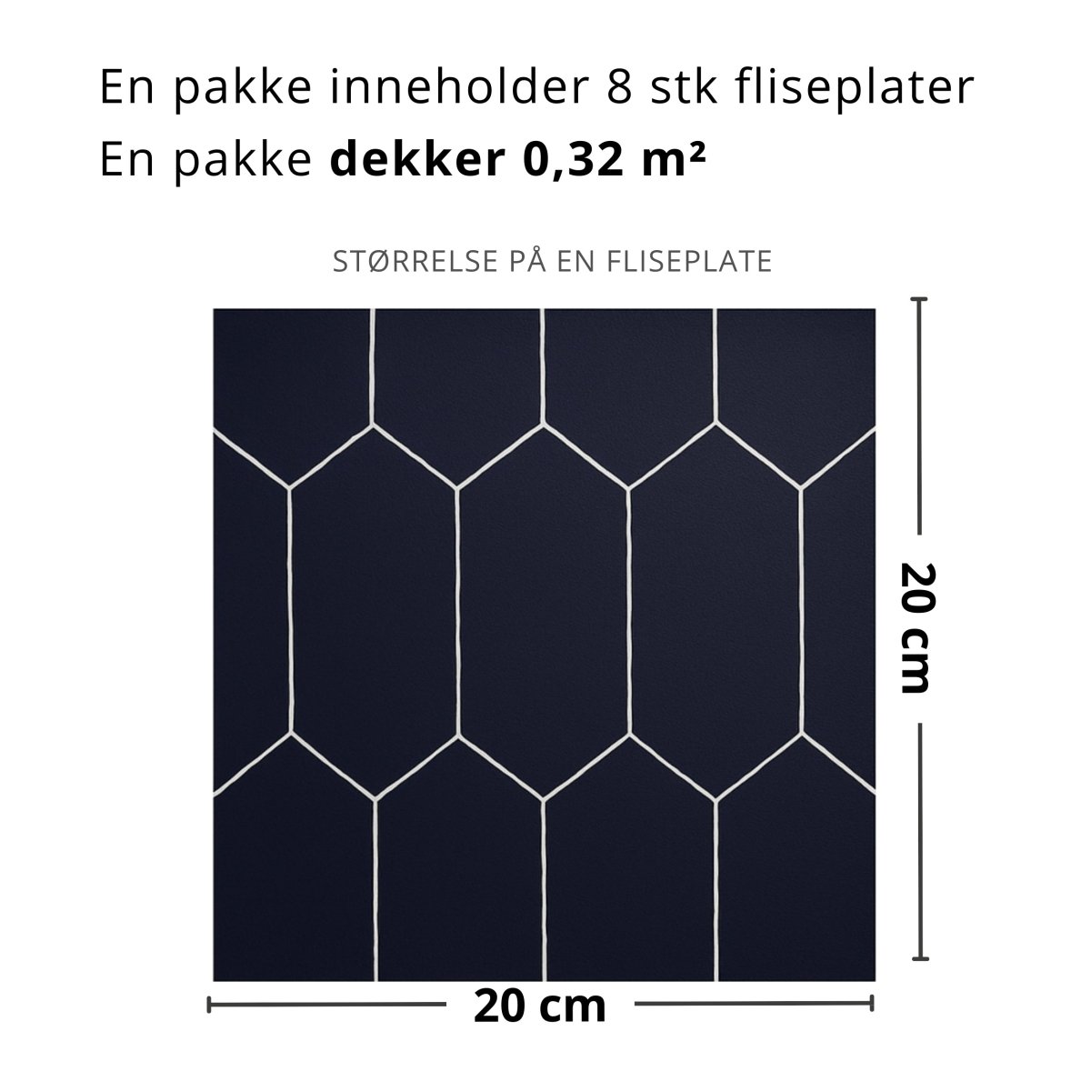 8 - pk Mathilde Mørkeblå selvklebende fliser - Lindas Dekor