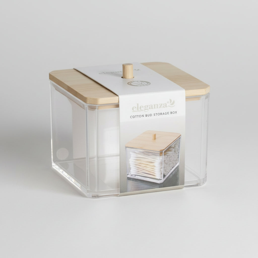 Makeup organizer med naturlig bambuslokk - bærekraftig oppbevaring