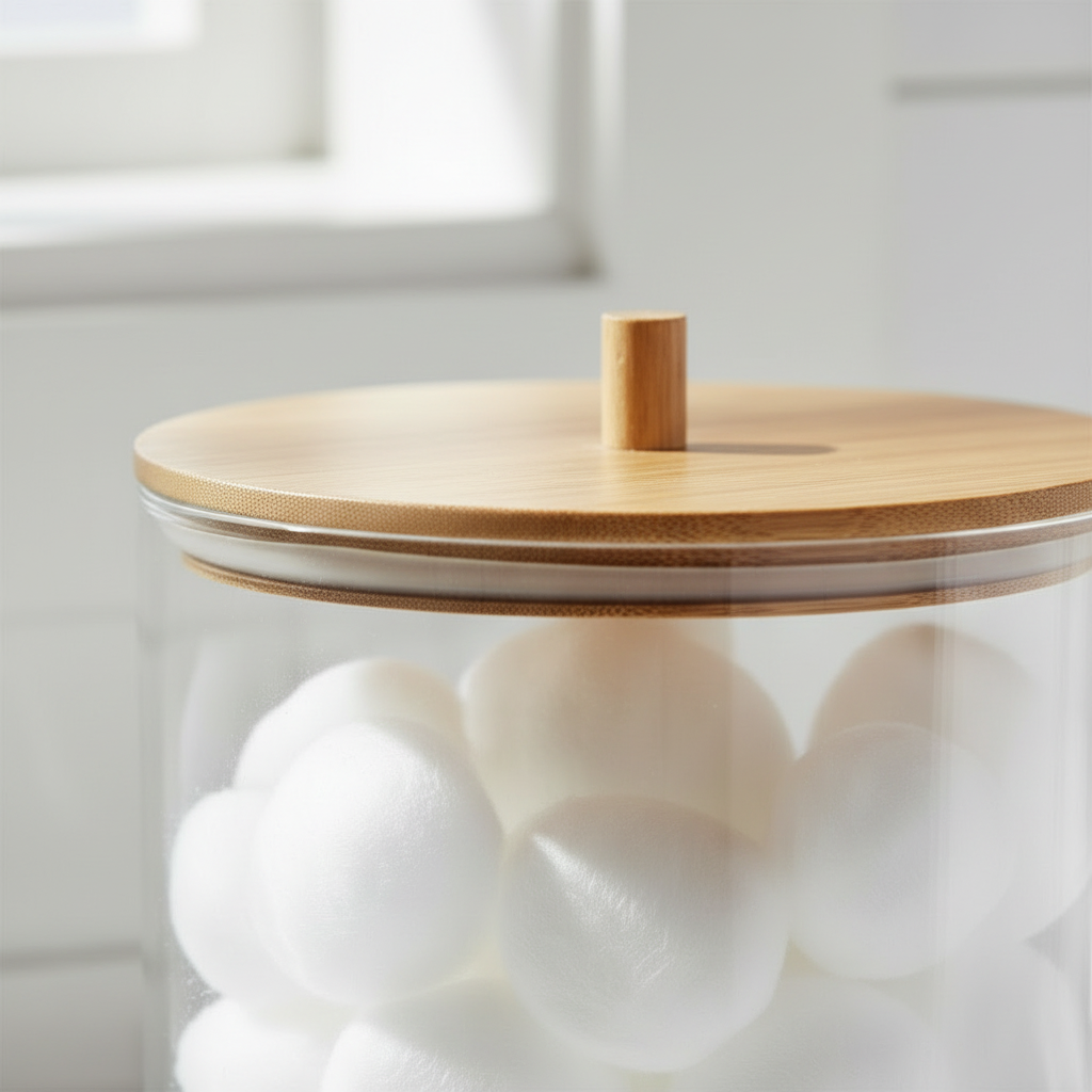 Kvadratisk oppbevaringsboks 9,5 cm med FSC-sertifisert bambuslokk