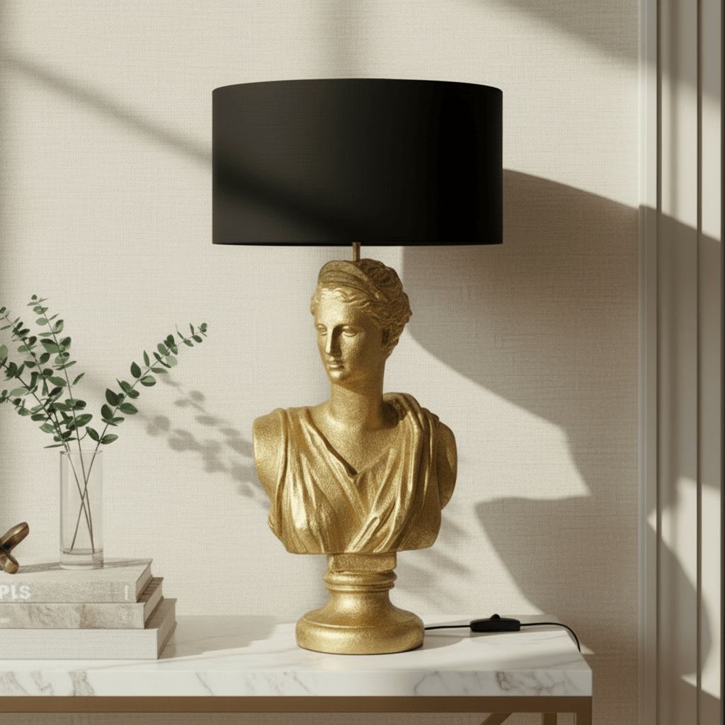 Skulpturlampe gull 72 cm - Lindas Dekor