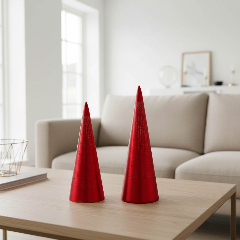 Rød LED lyslykt 25 cm med teksten Det lyser i stille grender og varmt julelys