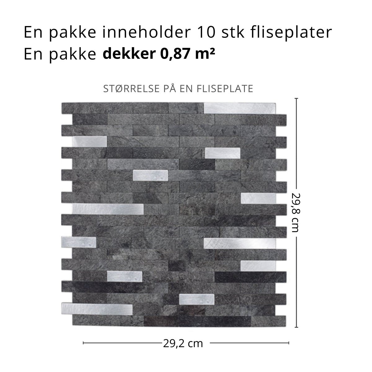 Detaljbilde av Stein mørk grå veggfliser med steinstruktur og aluminiumsinnslag"
