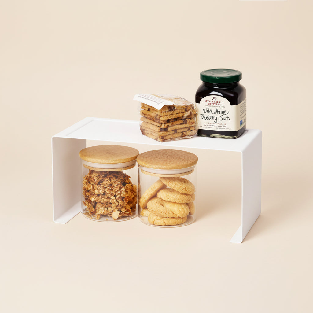 Stabelbar hylle smal hvit 30,5 x 14 cm