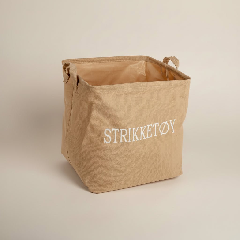 Kurv Strikketøy beige - Lindas Dekor