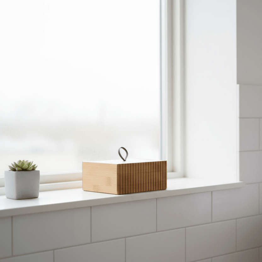 Boks bambus med skinnstropp 15 x 15 x 7 cm - Lindas Dekor