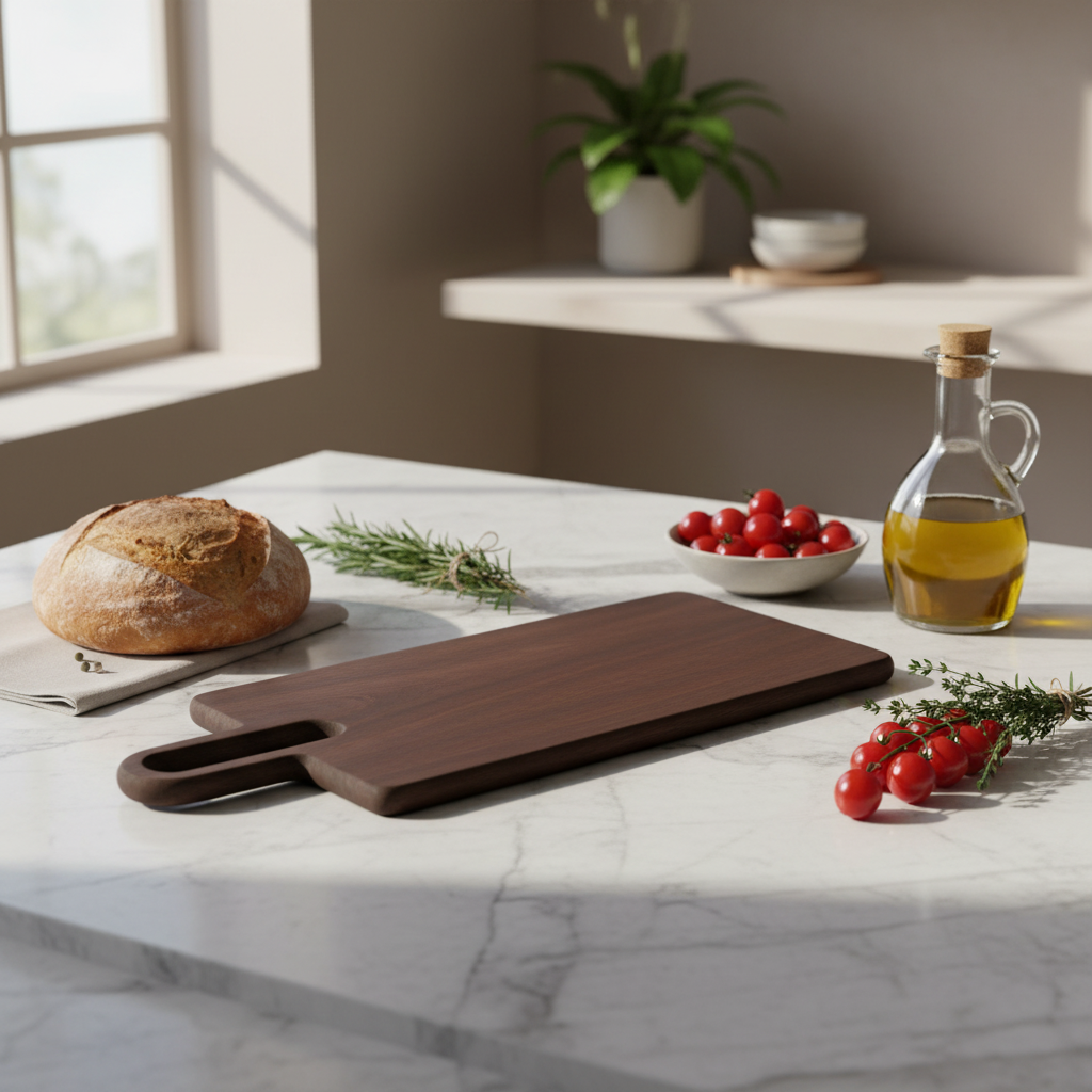 Skjærefjøl mørk brun mangotre 56 x 25 cm