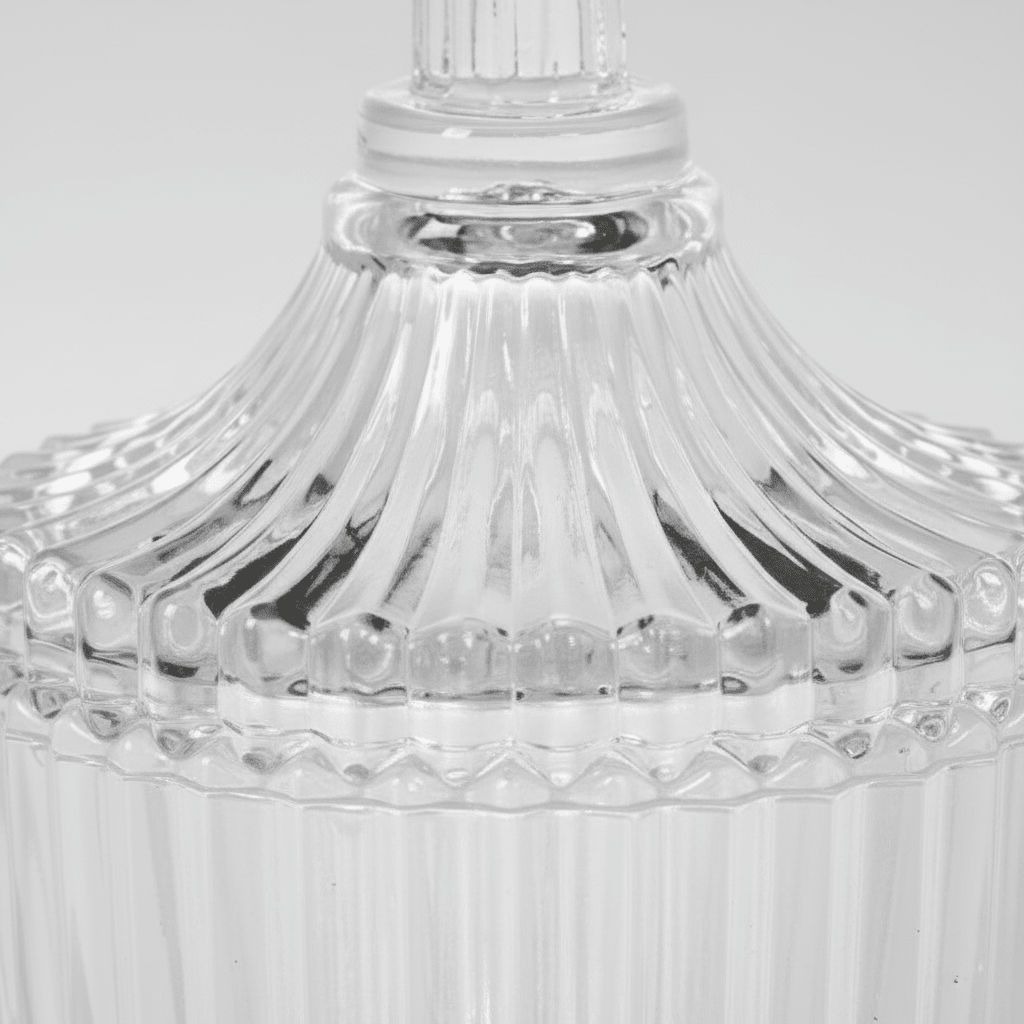 Glasskrukke stripet med lokk 6,5 x 9 cm - Lindas Dekor
