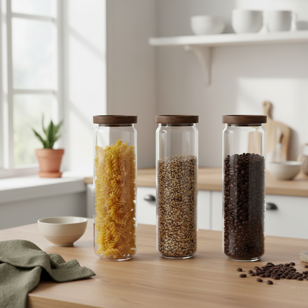 3-pk glasskrukke akasie 1,5 liter