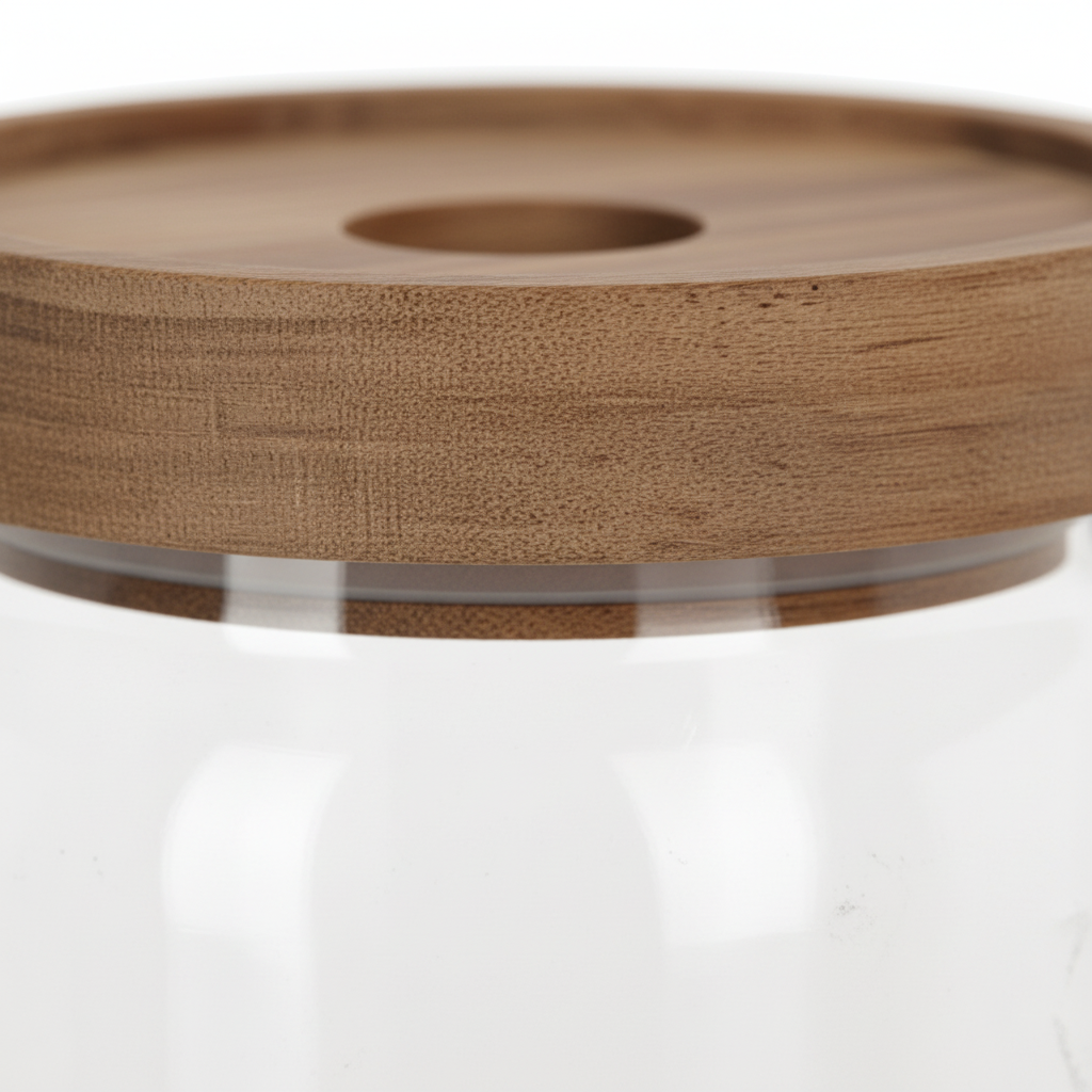 2-pk glasskrukker med trelokk - kjøkkenoppbevaring til krydder og smågodt