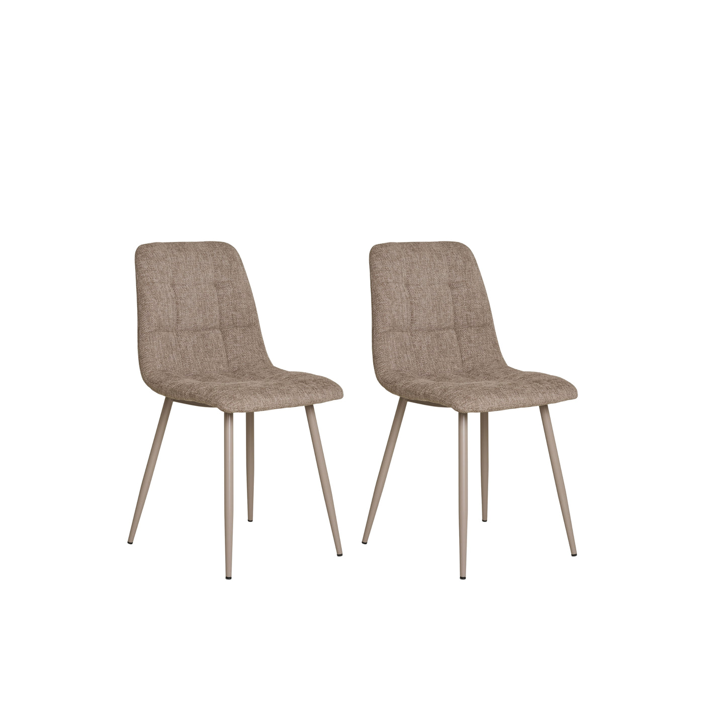 Middelfart spisestol i grå tekstil med polstret sete og rygg – 2pk.