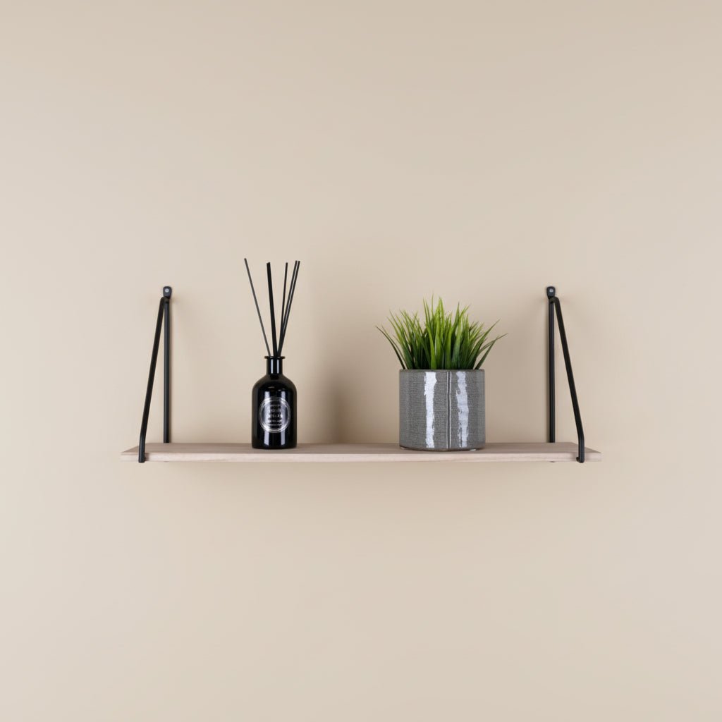 Arnhem vegghylle trehylle sort ramme 65 x 17 cm - Lindas Dekor