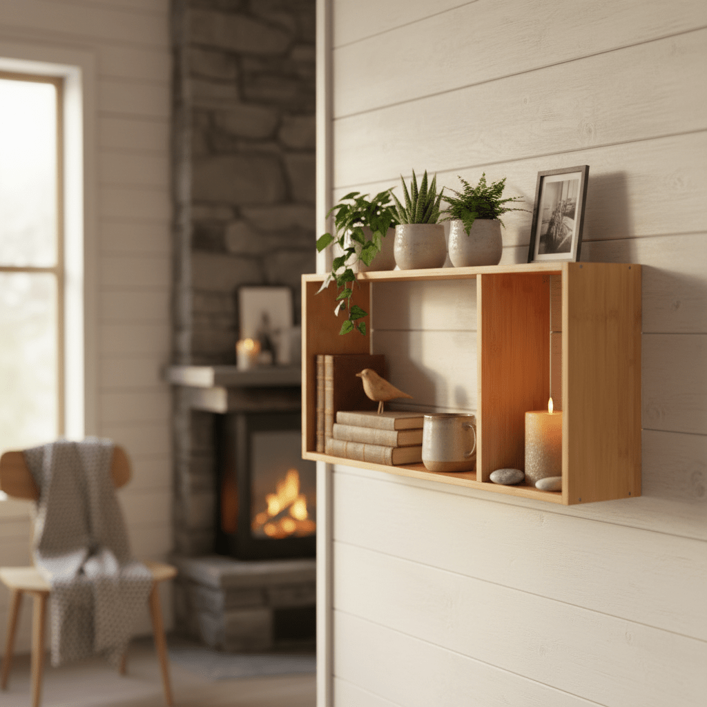 Ember vegghylle bambus natur 70 x 15 x 35,5 cm - Lindas Dekor