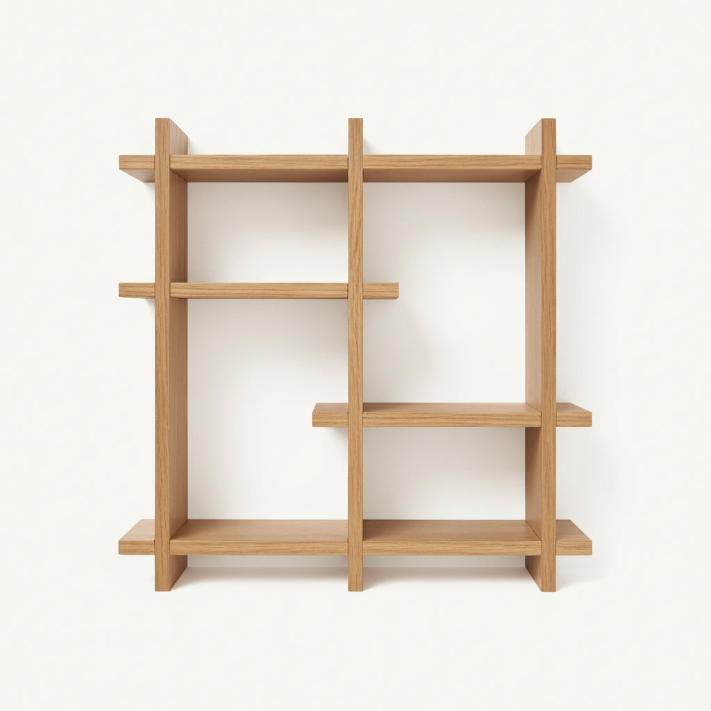 Olsberg vegghylle i eikefiner natur 40 x 12 x 40 cm, produktbilde forfra på lys bakgrunn