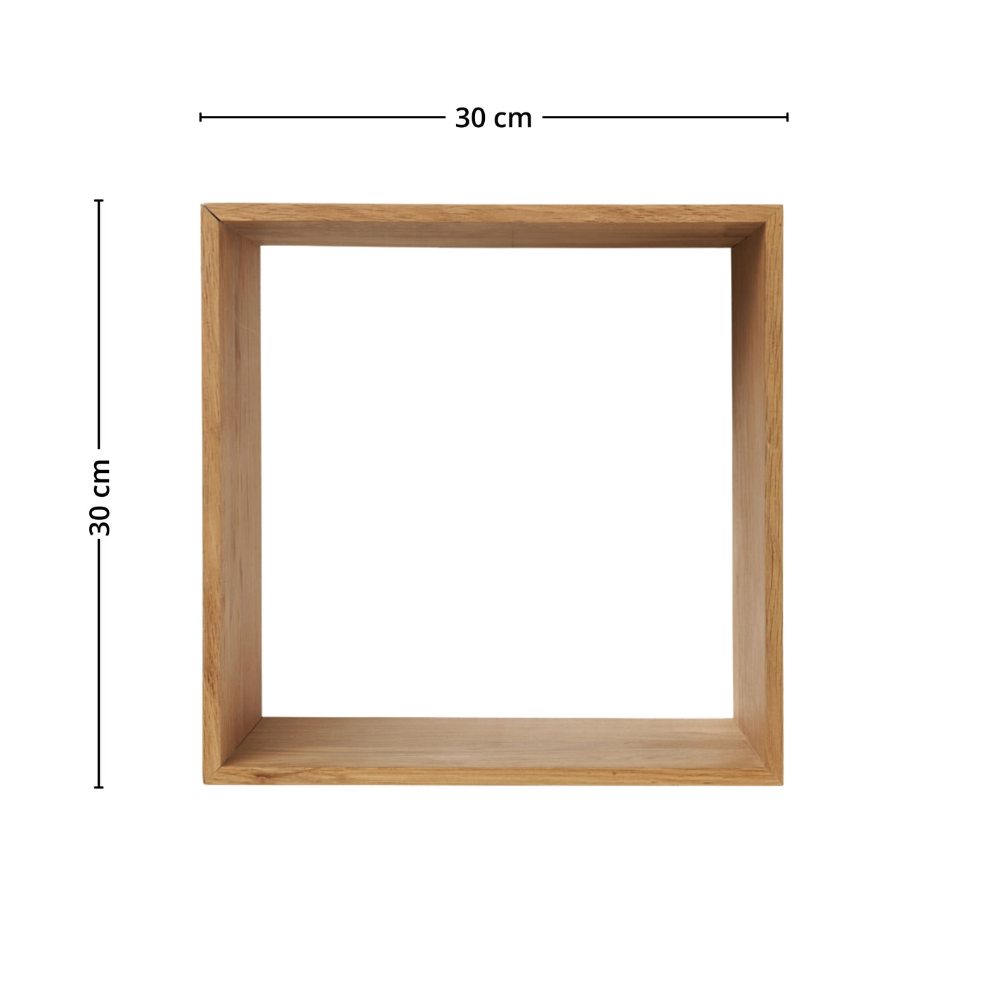 Kvadratisk vegghylle i natur eik