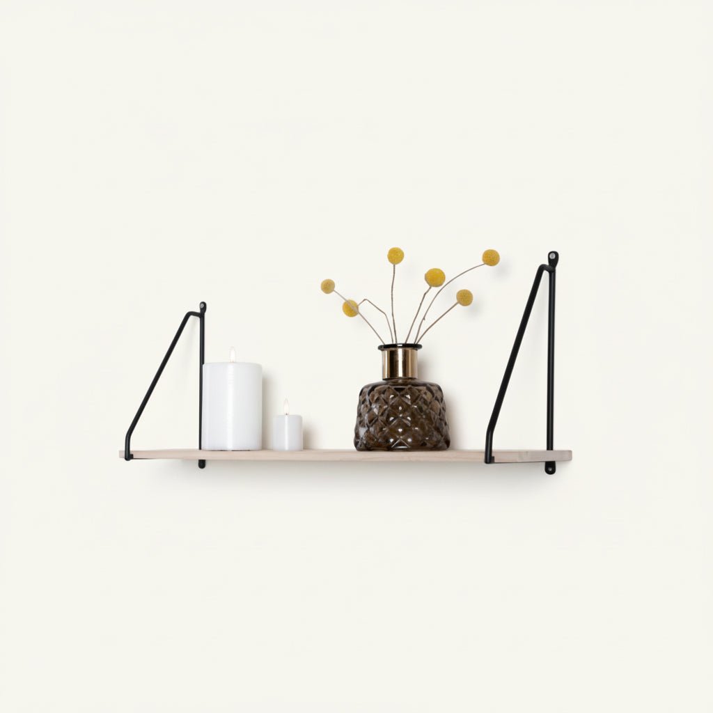 Arnhem vegghylle trehylle sort ramme 65 x 17 cm - Lindas Dekor