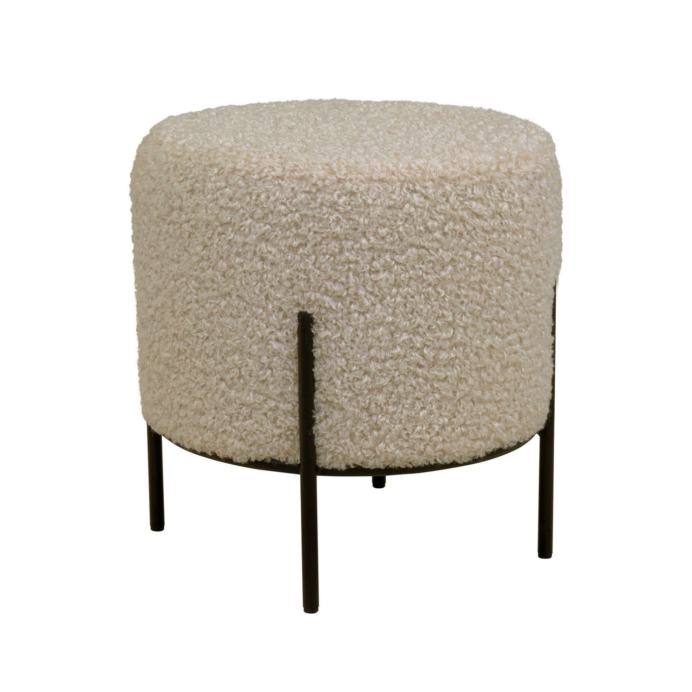 Alford puff i gråbrun teddy med sorte metallben på hvit bakgrunn